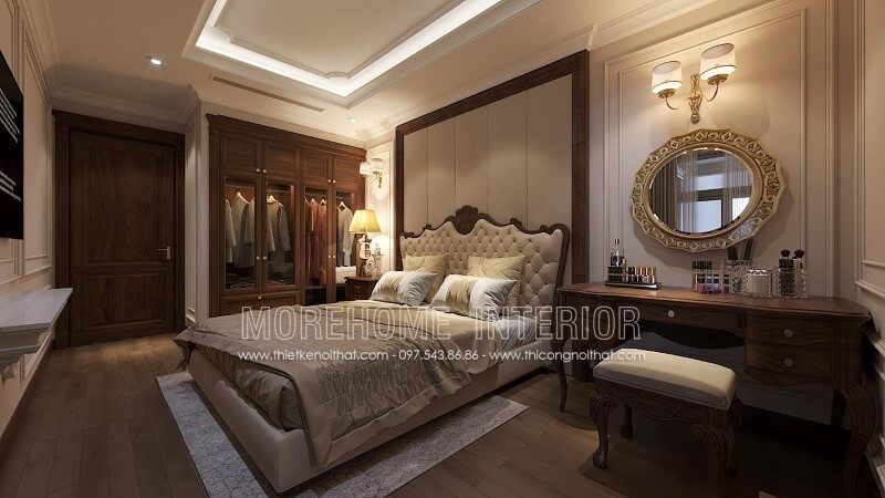 Thiết kế cửa phòng ngủ bằng gỗ óc chó cao cấp