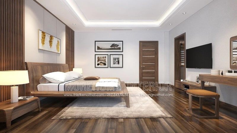 Thiết kế mẫu cửa gỗ óc chó phòng ngủ hiện đại đẹp cao cấp