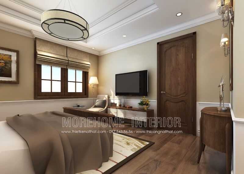 Sản phẩm cửa gỗ tân cổ điển phòng ngủ bằng gỗ óc chó nhập khẩu đẹp mà sang trọng
